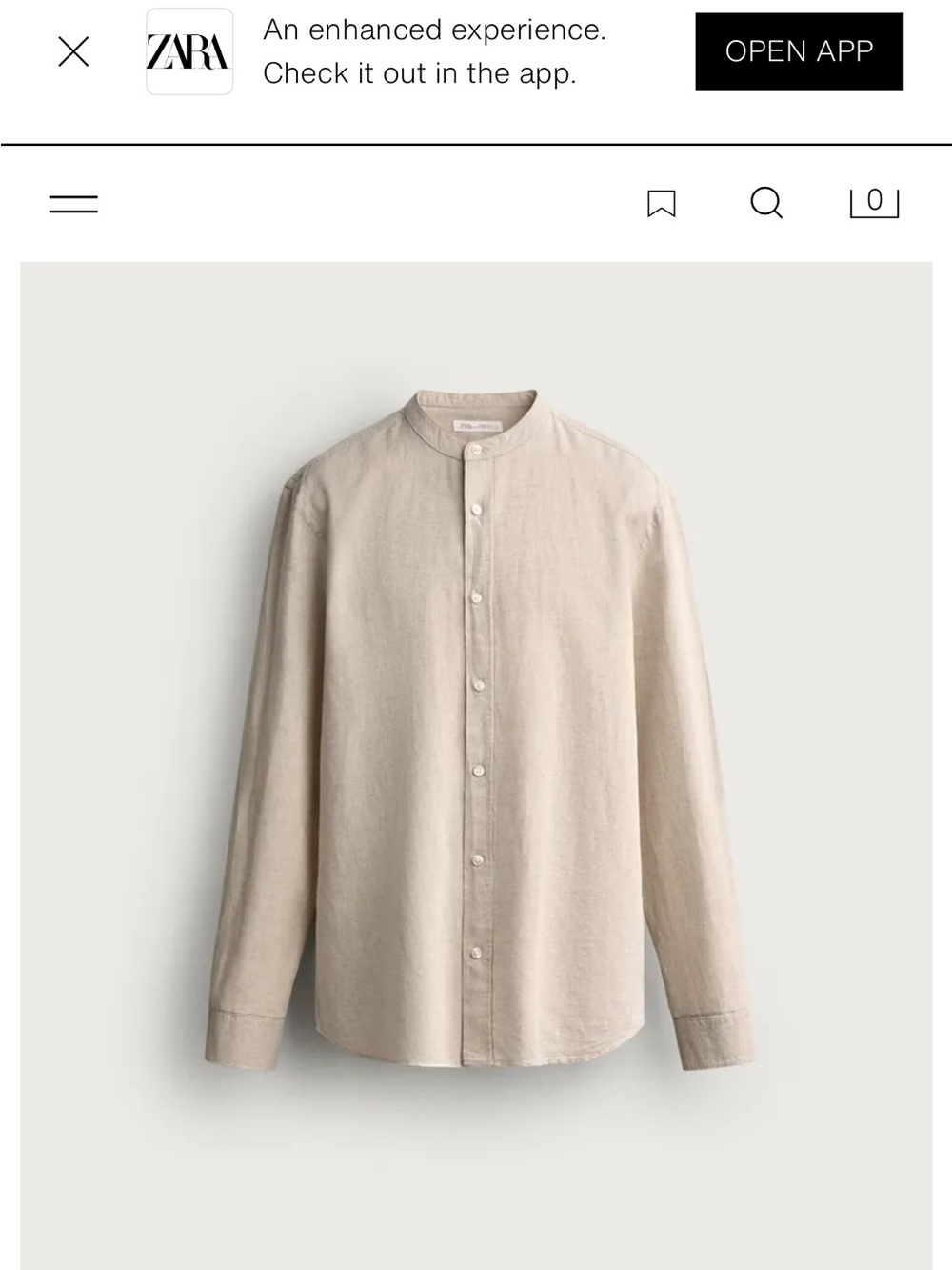 Zara Linen blend Button-down Long sleeve